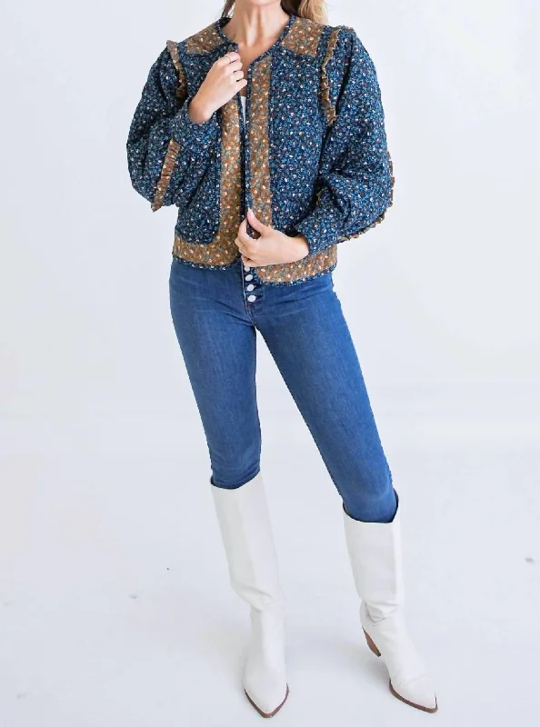 Floral Ditzy Jacket In Blue/brown