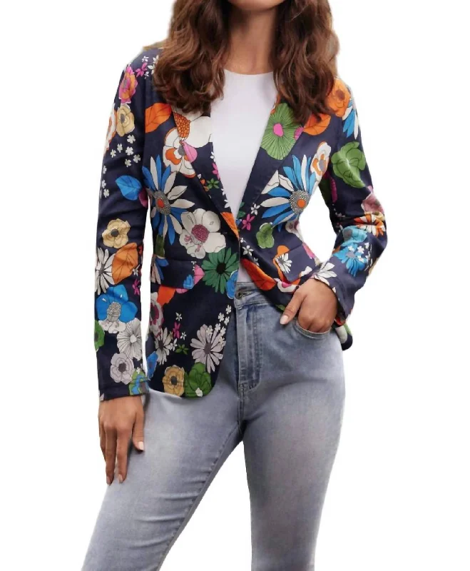 Instant Discount Floral Printed Blazer In Gardenia