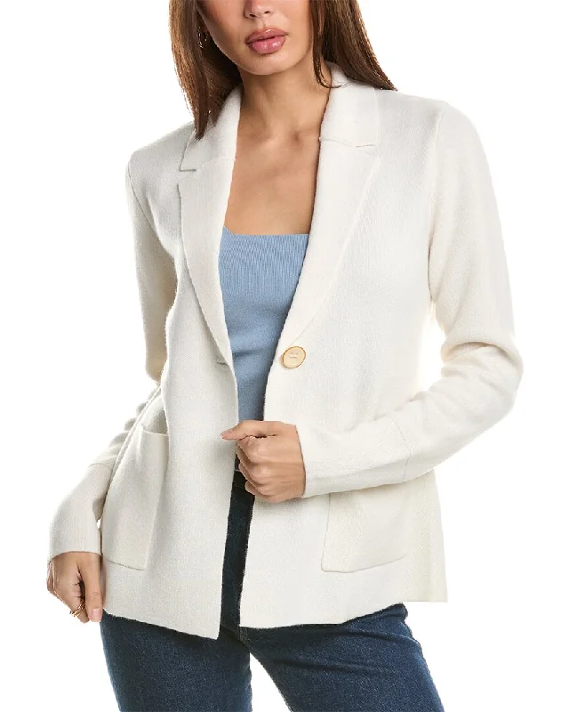 Bargain Bin Forte Cashmere Doubleknit Notch Collar Cashmere Cardigan Blazer