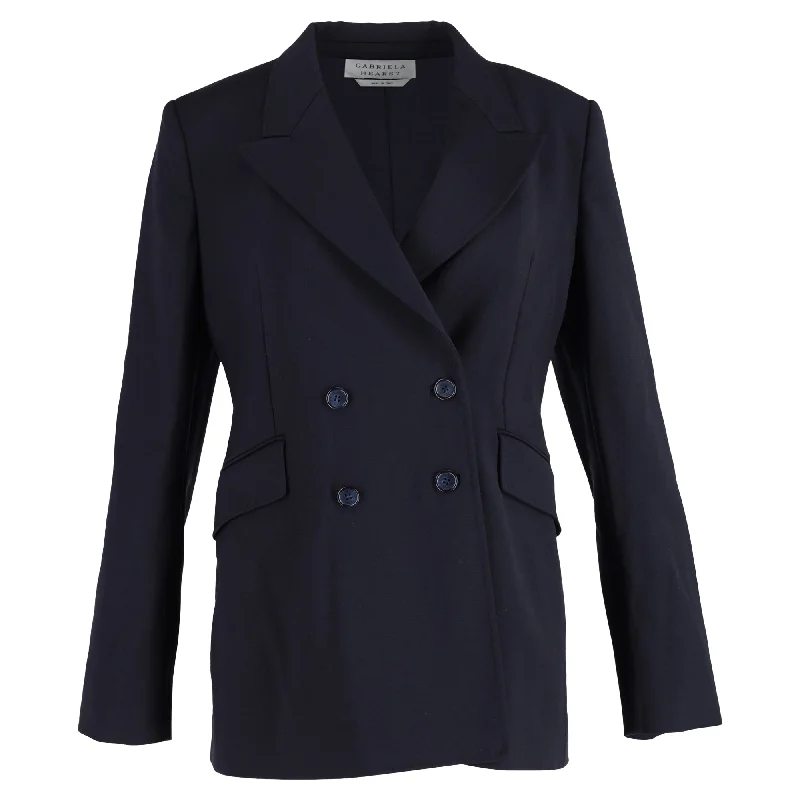 Sale Event Gabriela Hearst Double-Breasted Blazer in Navy Blue Wool