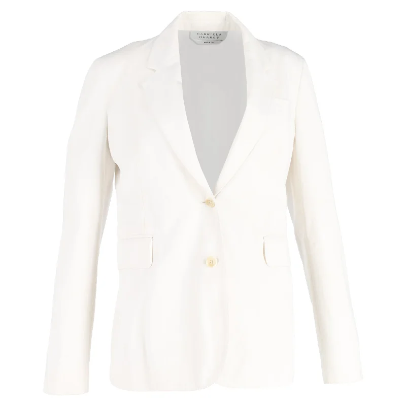 Shop and Save Gabriela Hearst Single-Breasted Blazer in White Wool