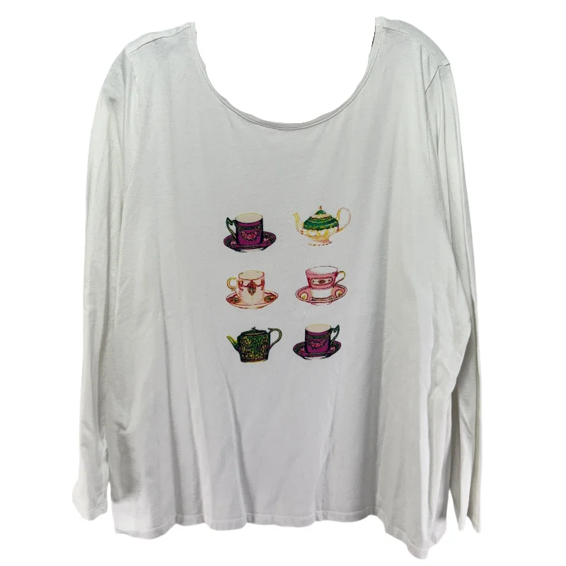 Can't Miss Graphic Tee Long Sleeve By Talbots In White, Size: 2X
