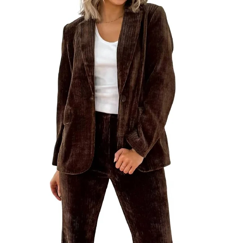Season Finale Sale Hazel Corduroy Blazer In Mocha