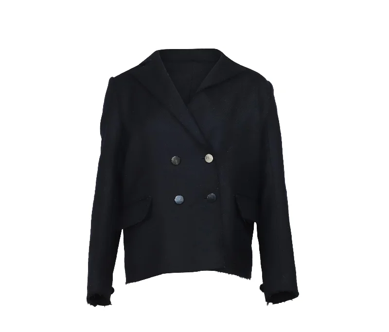 Sneak Peek Sale Helmut Lang Distressed Blazer in Navy Blue Wool