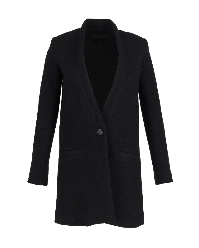 Big Discounts Iro Collarless Single-Breasted Coat in Black Wool