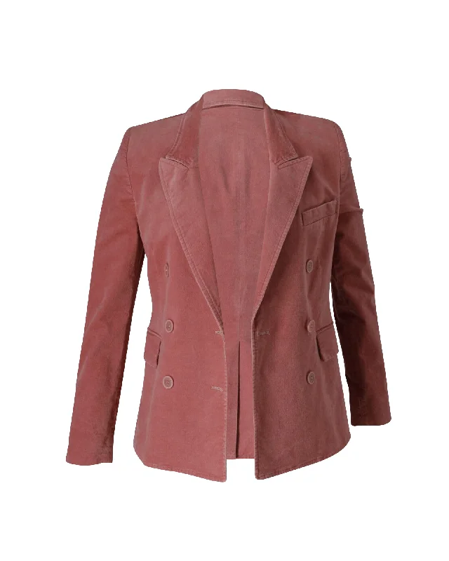 Epic Deals Isabel Marant Etoile Double Breasted Blazer Jacket in Pink Velvet