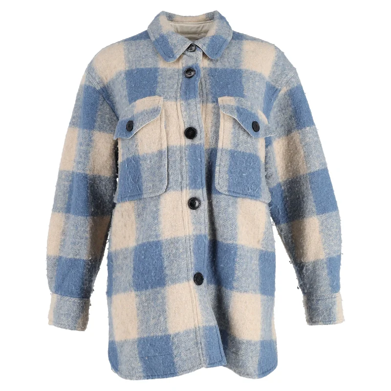 Act Fast Isabel Marant Étoile Harveli Checkered Jacket in Blue Polyester