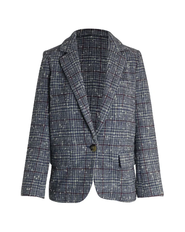 Limited Availability Isabel Marant Étoile Kice Checked Bouclé Blazer In Light Blue Wool