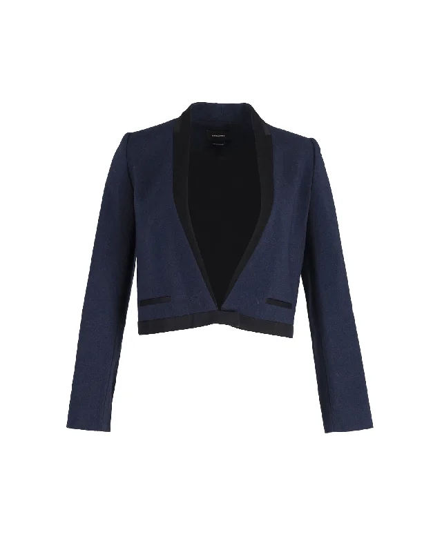 Great Deals Isabel Marant Jamet Cropped Blazer in Blue Wool