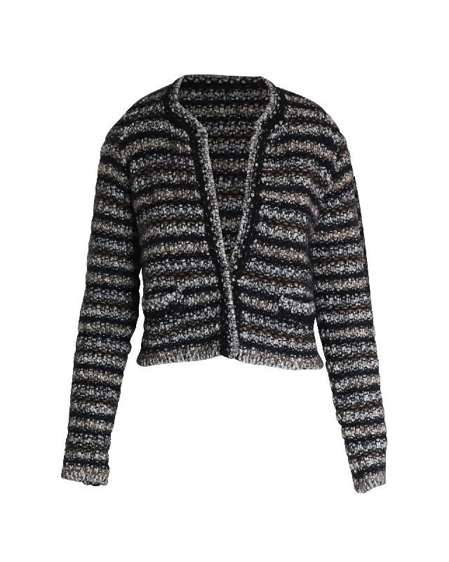 Major Savings Isabel Marant Striped Plunge Neckline Sweater in Multicolor Wool