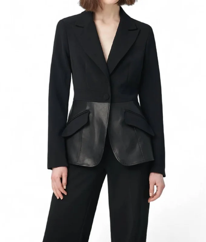Clearance Sale Jacket With Leather Basque In Black W/ Leather