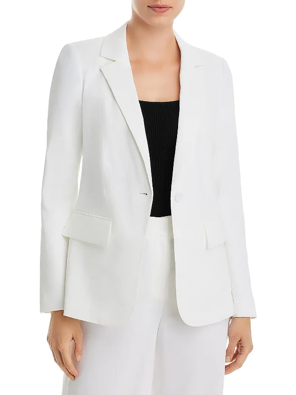 Don't Wait Jordi Womens Linen Career One-Button Blazer