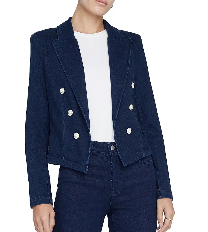 Amazing Deals L'Agence Wayne Crop Denim Double Breasted Jacket Blazer, Palomino