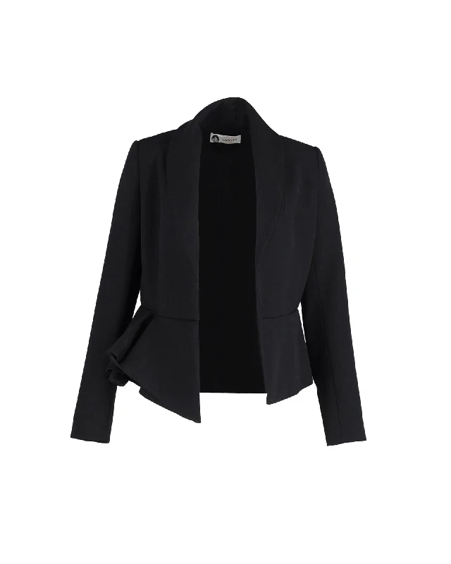 Hurry In Lanvin Peplum Blazer in Black Wool