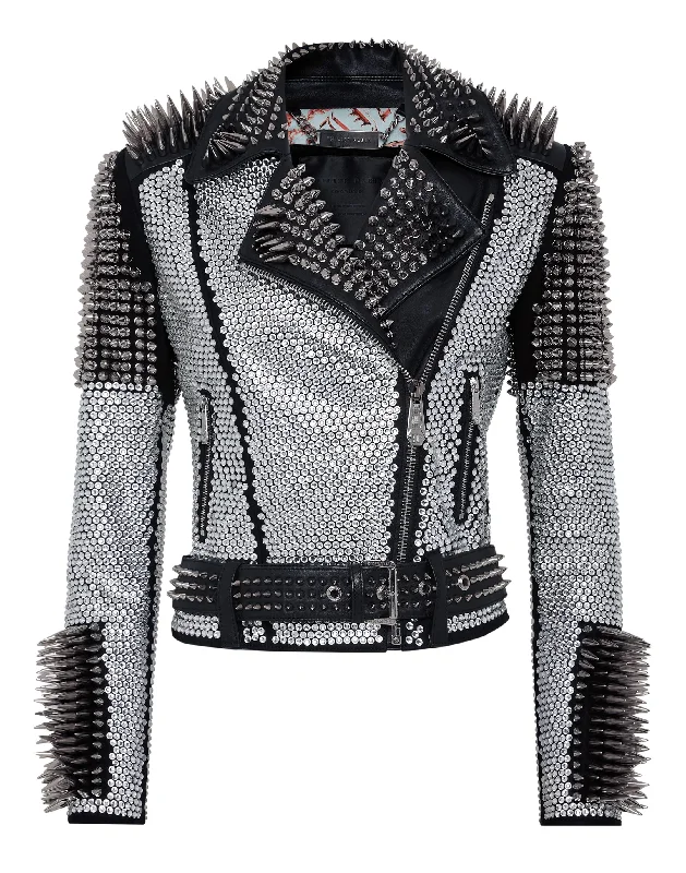 Today’s Deal Leather Biker Jacket Studs