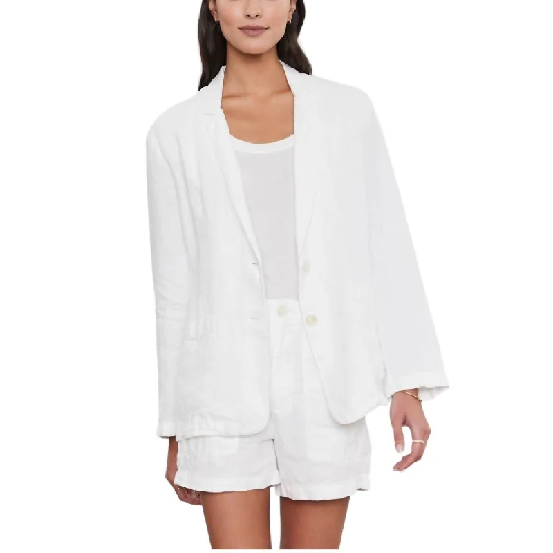 Shop and Save Lenny Heavy Linen Blazer In White