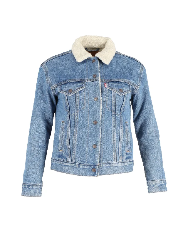 Warehouse Sale Levi's Original Sherpa Trucker Denim Jacket in Blue Cotton