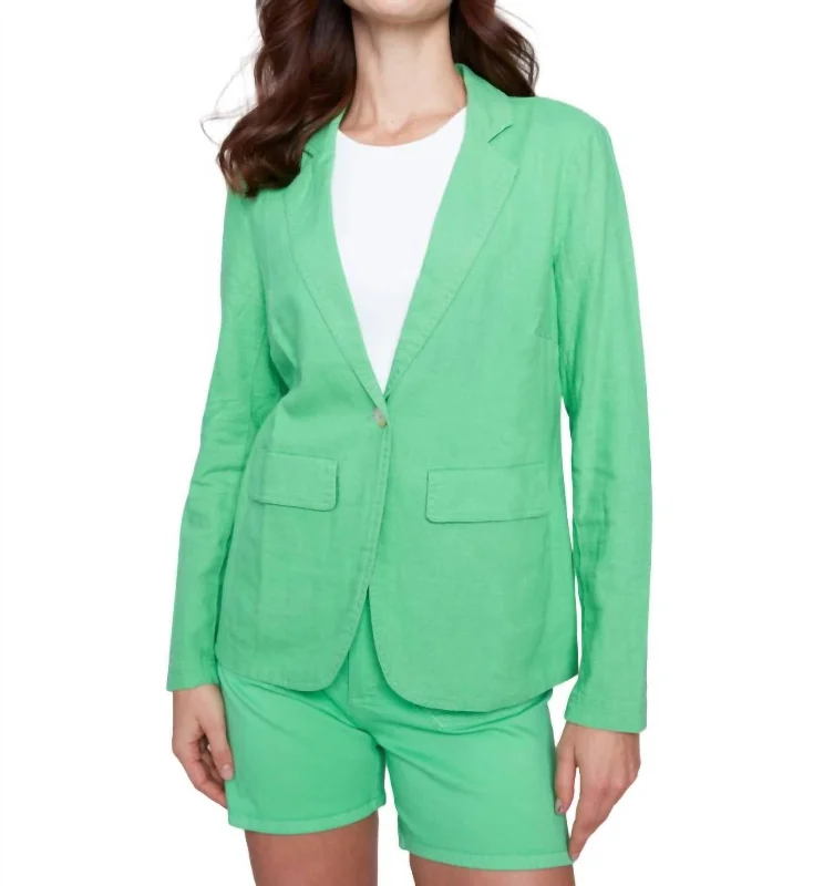 Today Only Light Linen Blend Blazer In Emerald