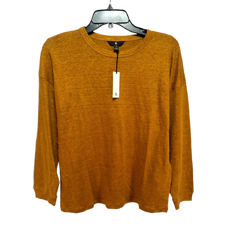 Hurry In Linen Top Long Sleeve Basic By Banana Republic In Brown, Size: S