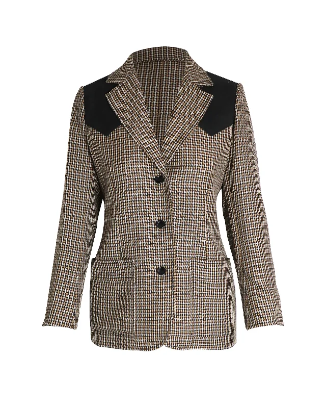 YEAR-End Clearance Louis Vuitton 2014 Houndstooth Print Blazer in Brown Wool