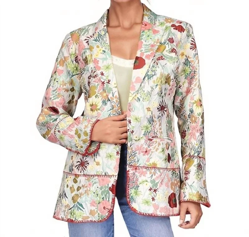 Get It Before It’s Gone Lusha Jaquard Blazer In White Multi