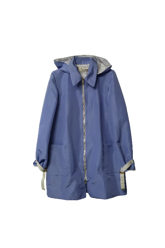 Quick Sale Marni Hooded Overcoat in Blue Polyester