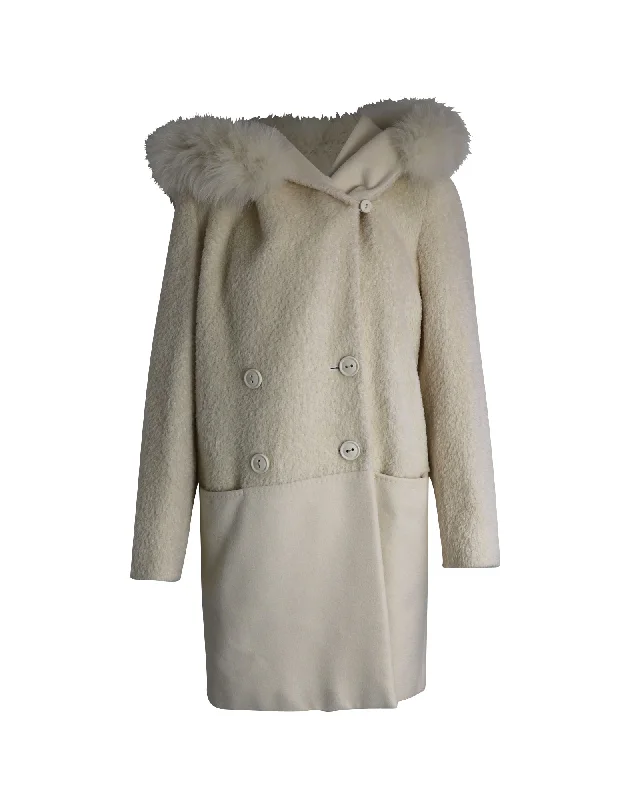 Discount Deals Max Mara Vicky Double-Breasted Coat in White Alpaca Blend