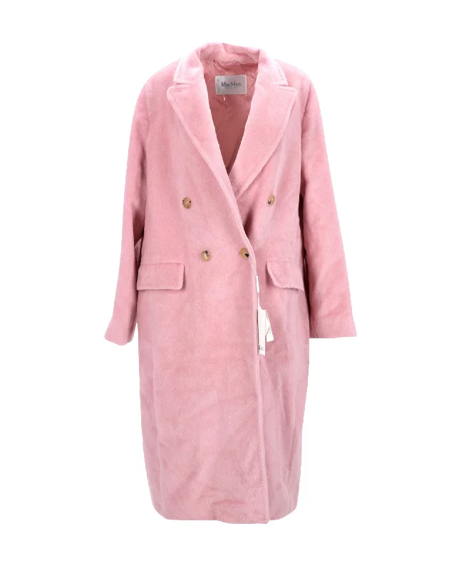 The Best Prices Max Mara Zarda Double Breasted Coat in Pink Alpaca