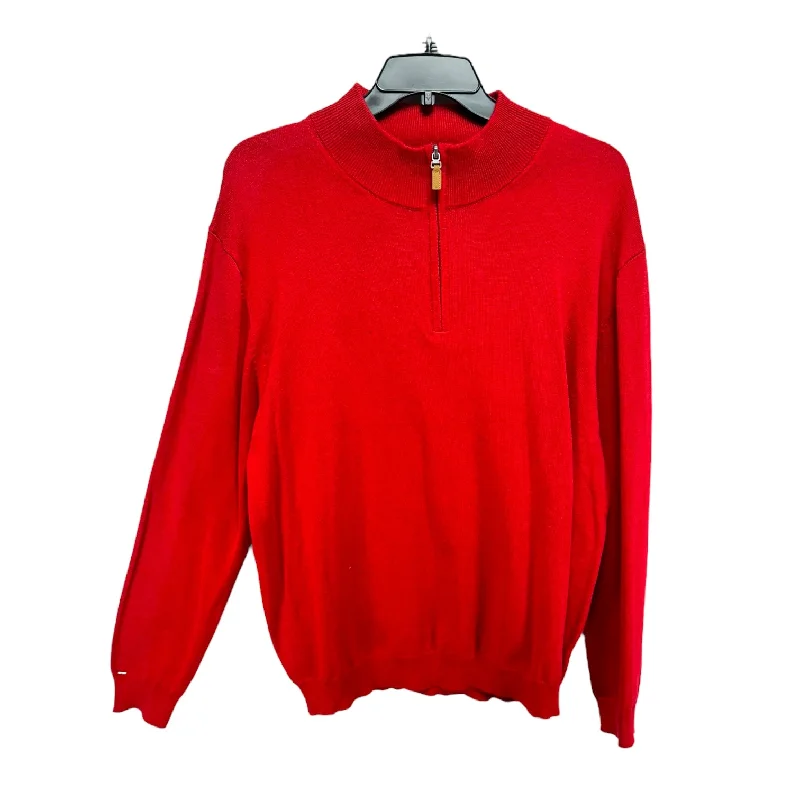 Low Prices Men’s Quarter Zip Sweater By Roundtree & Yorke In Red, Size: Xl