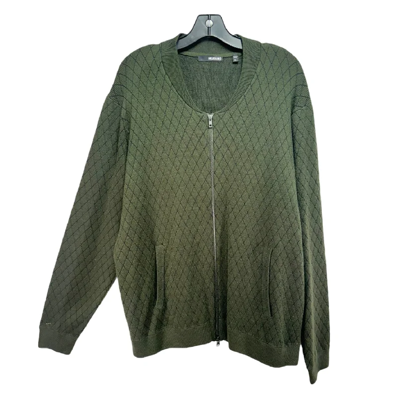 Instant Discount Men’s Zipper Sweater Cardigan By Murano In Green, Size: Xl