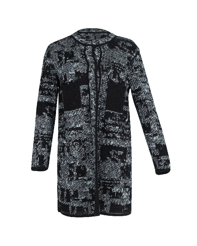 Closeout Sale Missoni Knitted Midi Coat in Blue and Black Cotton