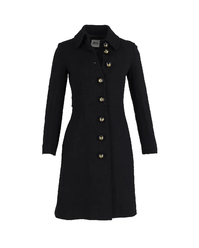 Massive Deals Moschino Buttoned Knee-Length Coat in Black Laine