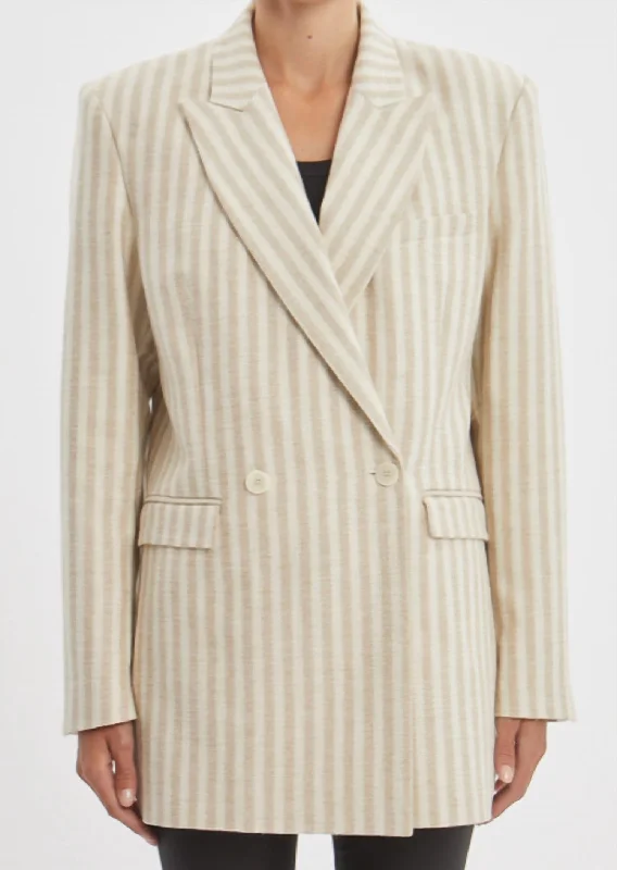 Online Only Olian Stripe Blazer In Beige