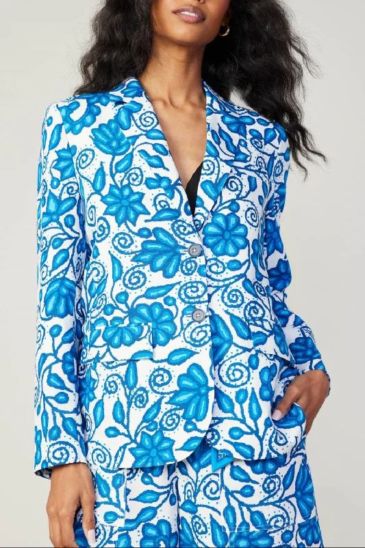 Painterly Floral Jacket In Blue Multi