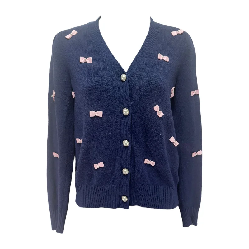 Unmissable Offer Keane Cardigan Sweater Designer By Lilly Pulitzer In Low Tide Navy Tossed Bows, Size: XS
