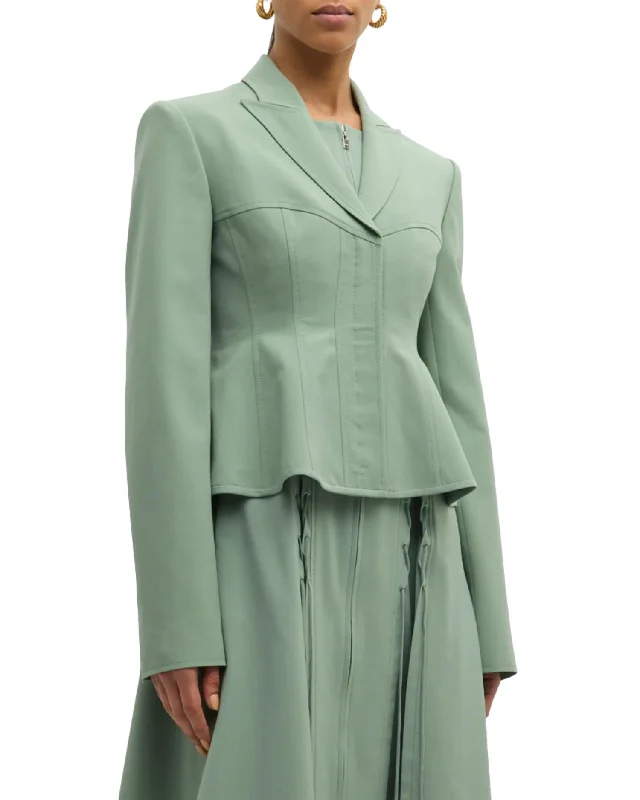 Act Now Peplum Corset Jacket In Sage Green
