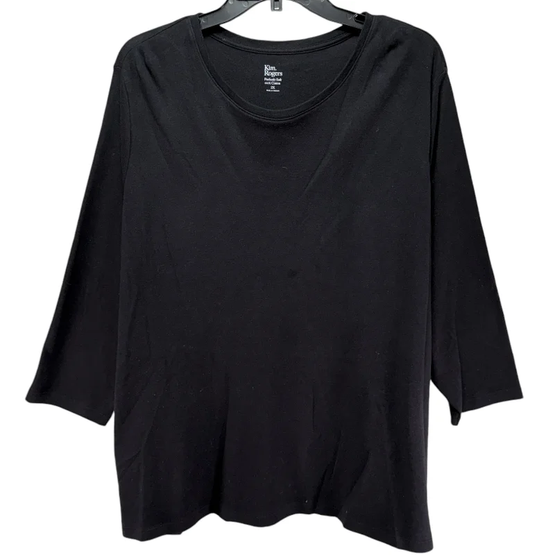 Perfectly Soft 100% Cotton Top Long Sleeve By Kim Rogers In Black, Size: 2x