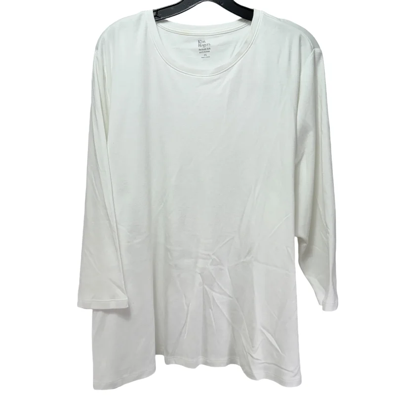 Perfectly Soft 100% Cotton Top Long Sleeve By Kim Rogers In White, Size: 2x