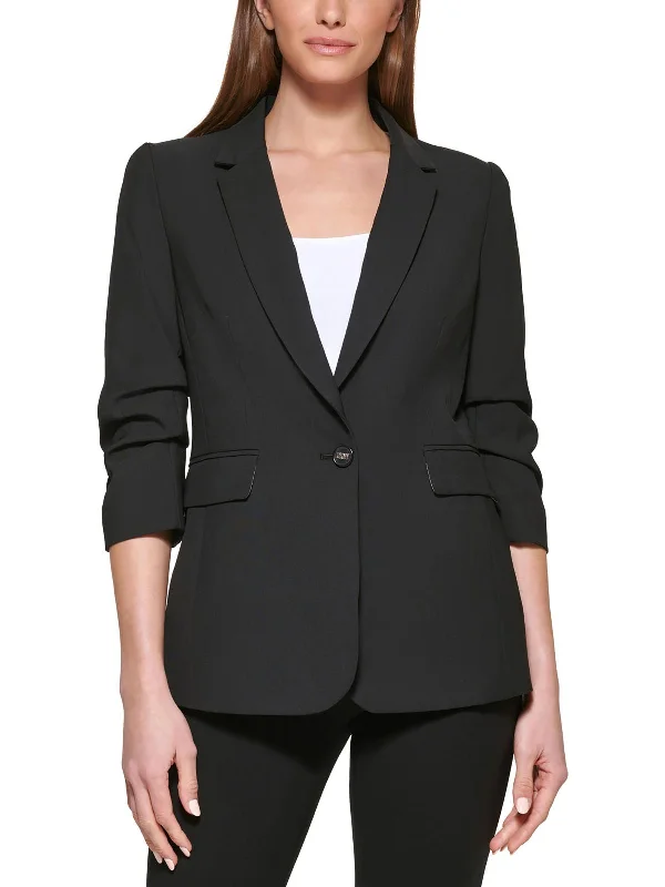 Flash Deals Petites Madison Womens Solid Polyester One-Button Blazer