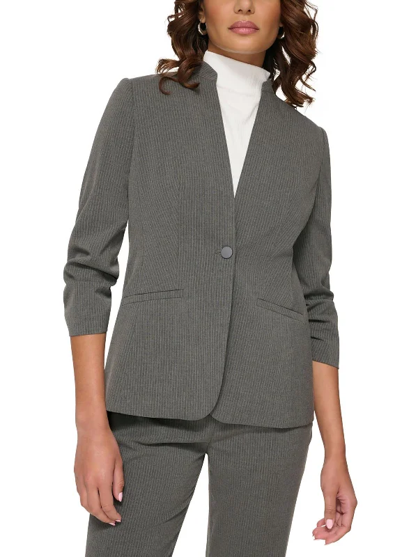 Factory Direct Sale Petites   Womens Ruched Work Wear Collarless Blazer