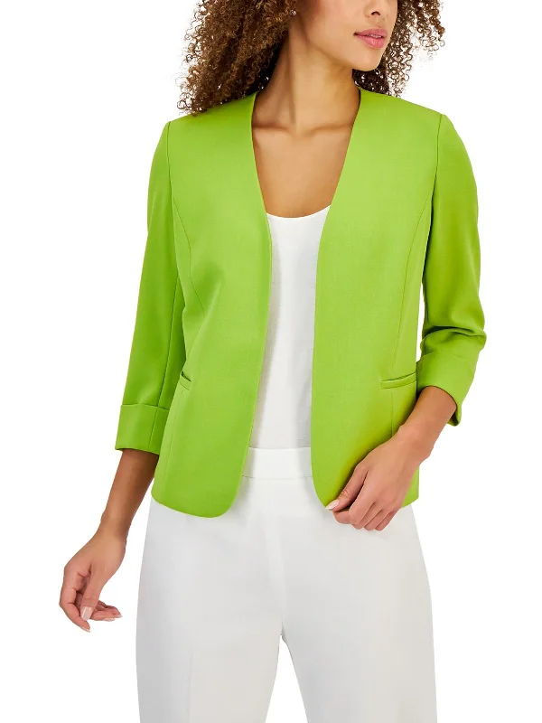 One-DAY Sale Petites Womens Solid Polyester Open-Front Blazer