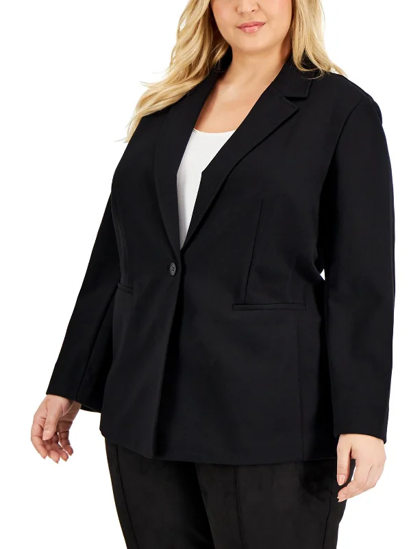 Plus Womens Copression Long Sleeves One-Button Blazer