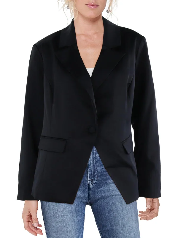 Deal Dash Plus Womens Notch Collar Suit Separate One-Button Blazer