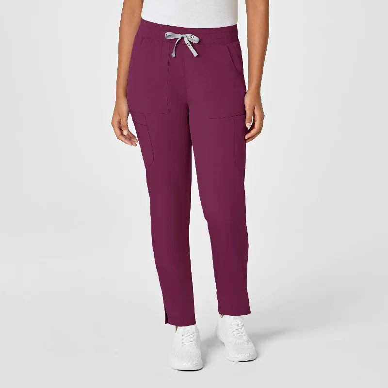 PRO Women's Slim Leg Cargo Scrub Pant - Wine