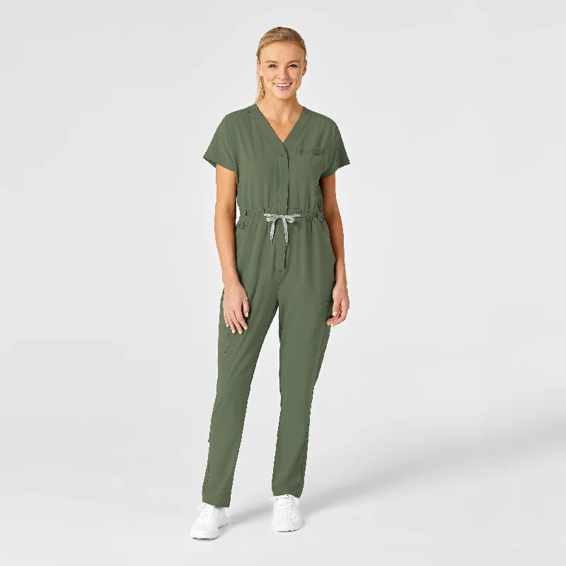 RENEW Women's Zip Front Jumpsuit - Olive