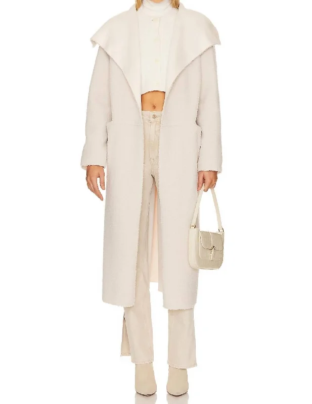 Reversible Faux Fur Coat In Cream