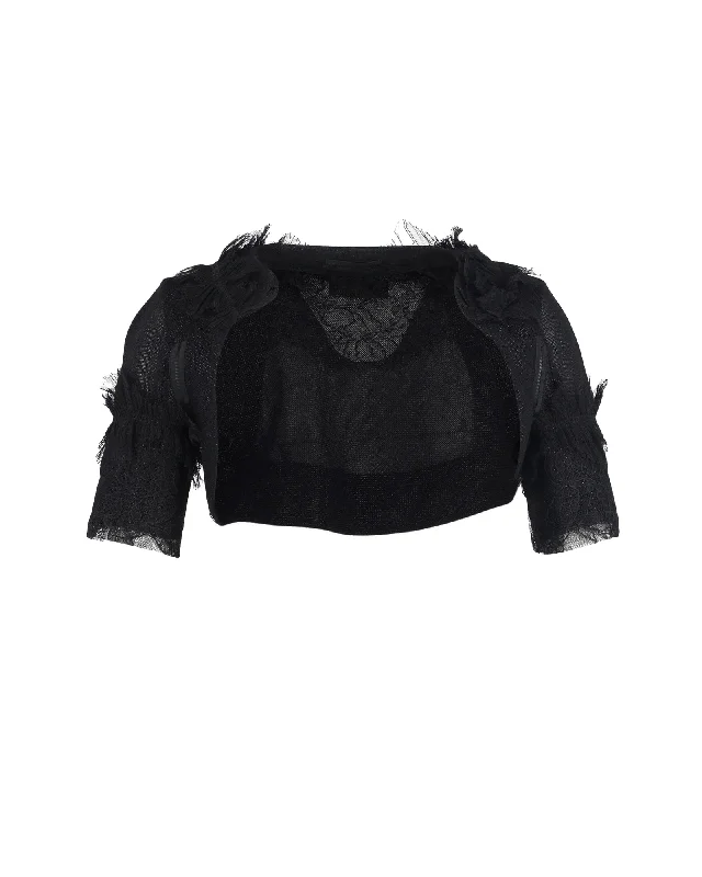 Now or Never Rochas Lace Shrug in Black Wool