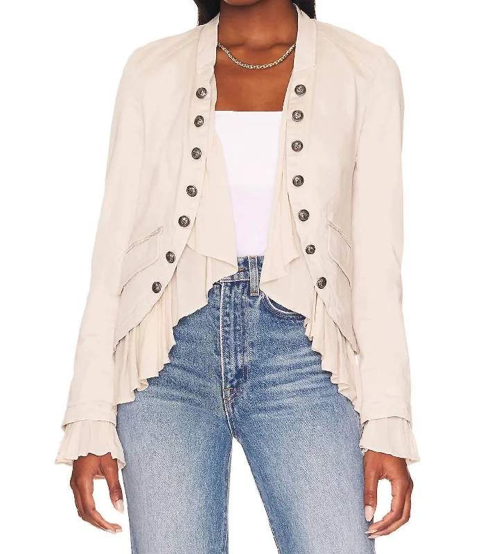 Discount Mania Ruffles Romance Jacket In Natural