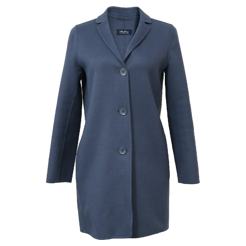Epic Deals 'S Max Mara Single-Breasted Coat in Blue Wool