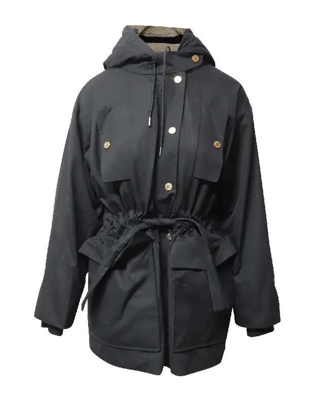 Exclusive Deal Sandro Hooded Parka in Black Cotton